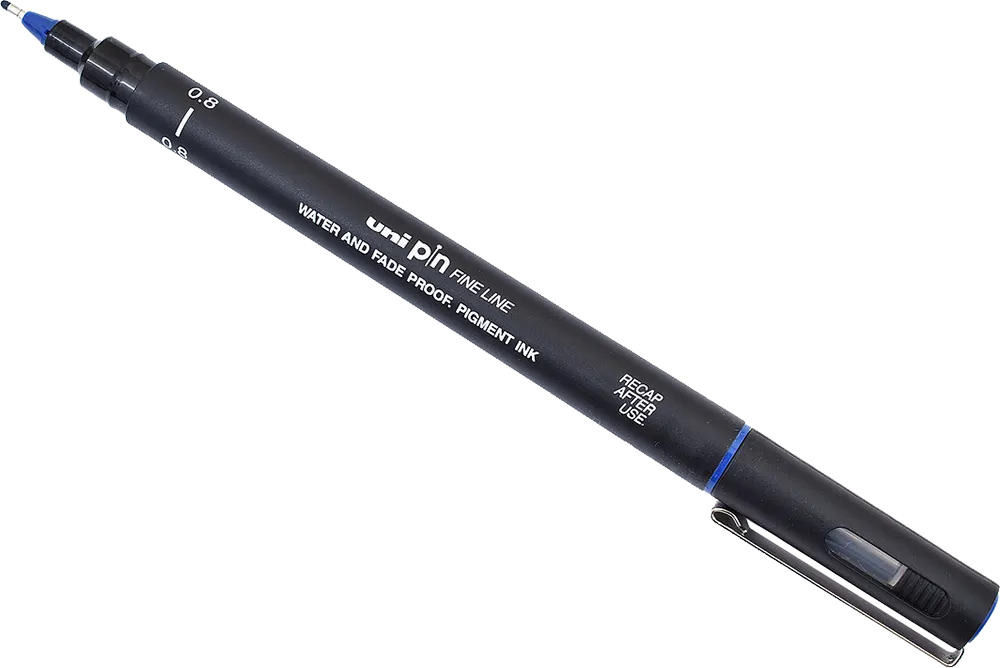 قلم حبر سايل يوني بول، 0.8 ملم، سن ريشة، أزرق، PIN200