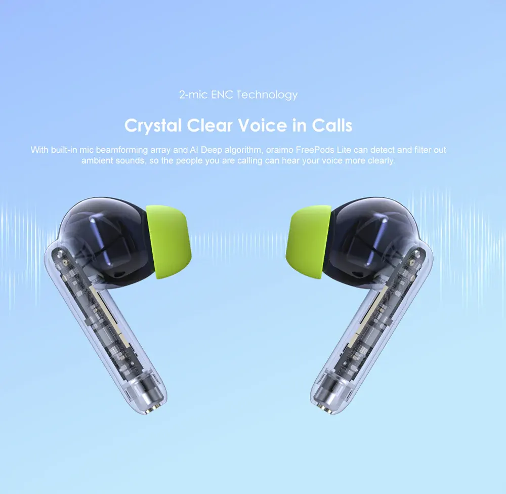 Oraimo FreeBuds Lite OTW-330 earbuds, Bluetooth 5.3, 100 mAh Battery, Black