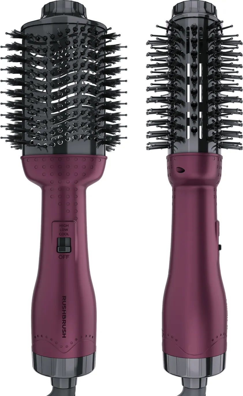 Rush Brush Hair Straightener Brush, Ceramic Coating, 1300 Watt, Raspberry , V2 PRO