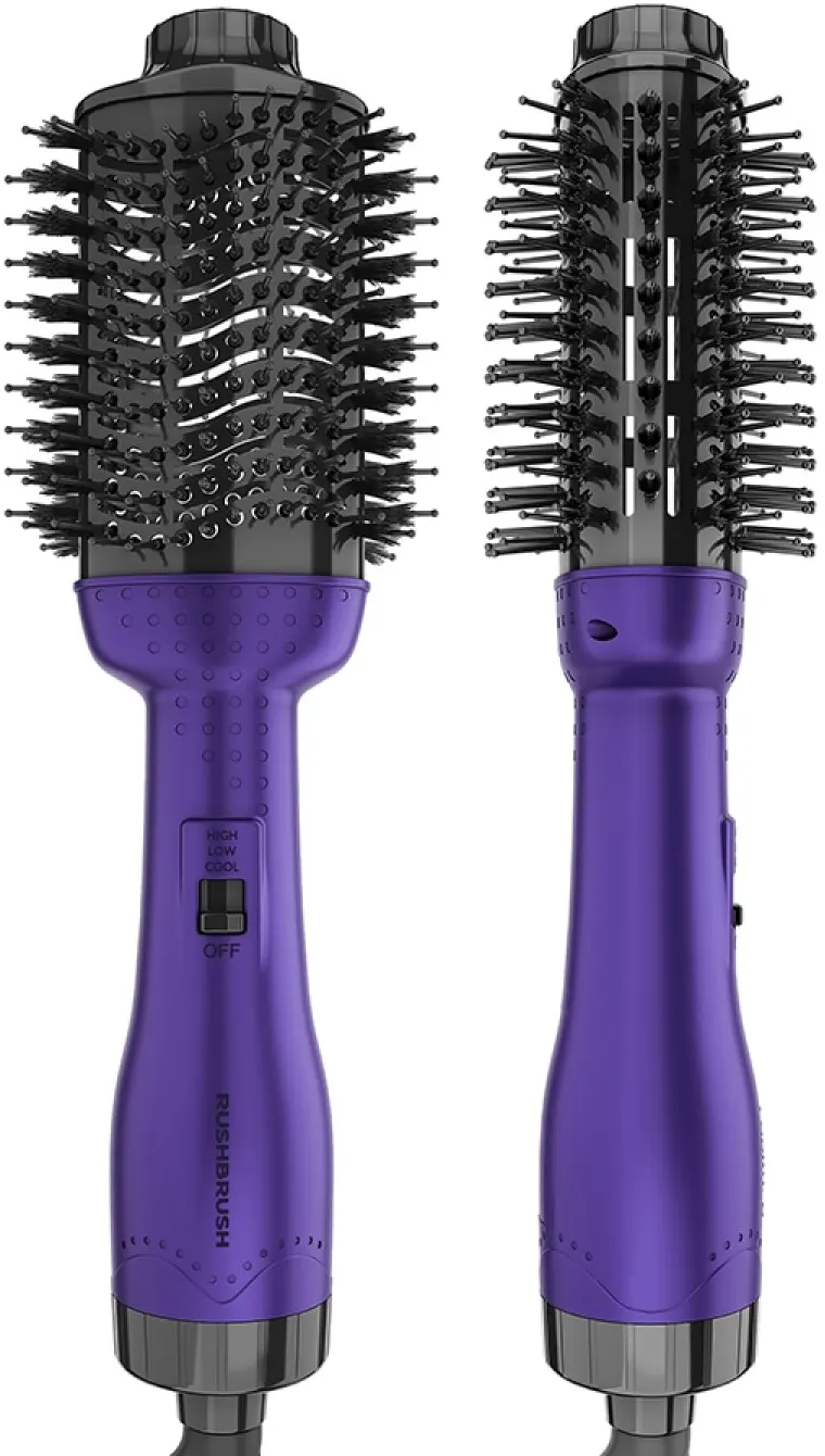 Rush Brush Hair Straightener Brush, Ceramic Coating, 1300 Watt, PURPLE , V2 PRO