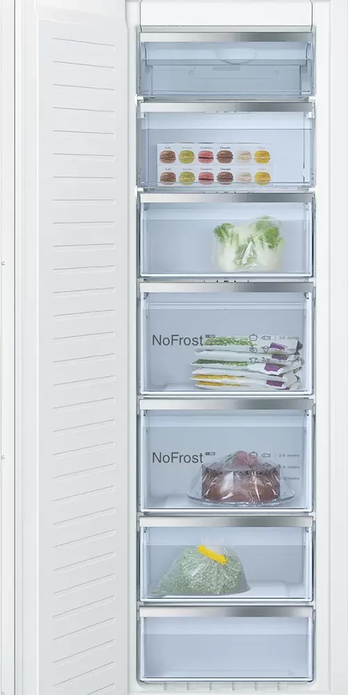 Bosch upright deep freezer, no frost, inverter, built-in, 7 drawers, white, GIN81AEF0U