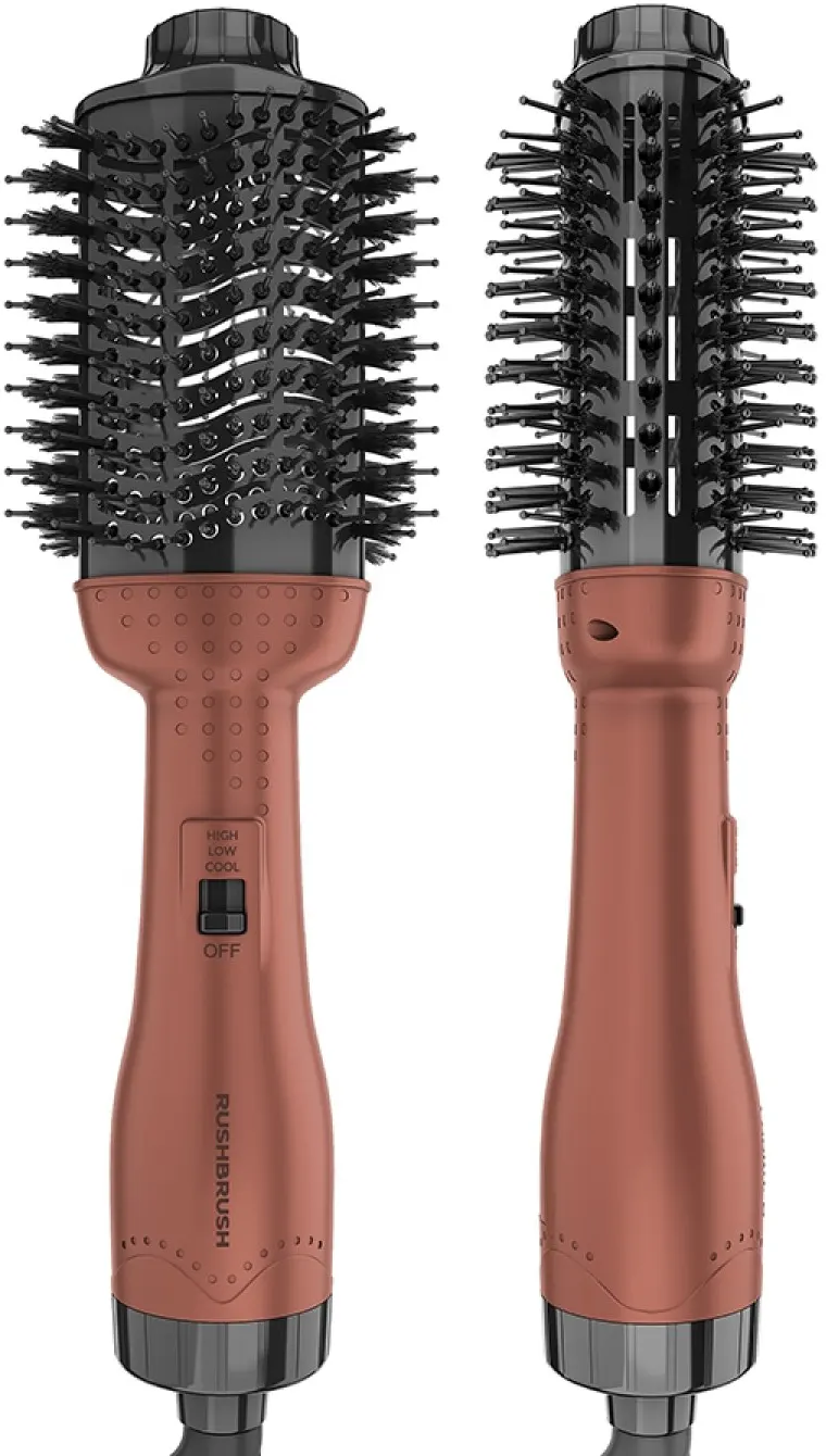 Rush Brush Hair Straightener Brush, Ceramic Coating, 1300 Watt, ROSE GOLD , V2 PRO