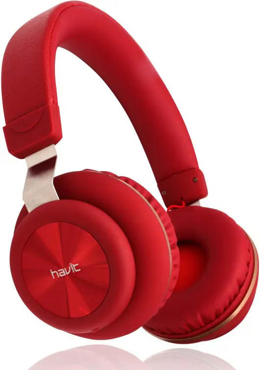 سماعة رأس سلكية هافيت H2263D للألعاب، صوت ستيريو نقي عالي الجودة، أحمر