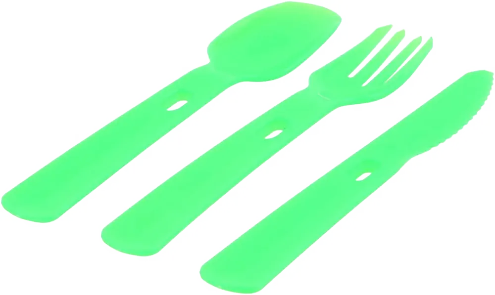 لانش بوكس ماكس من البلاستيك  مع أدوات طعام - أخضر