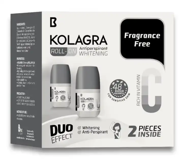 KOLAGRA WHITENING ROLL ON DEODORANT FRAGRANCE FREE OFFER (1+1)