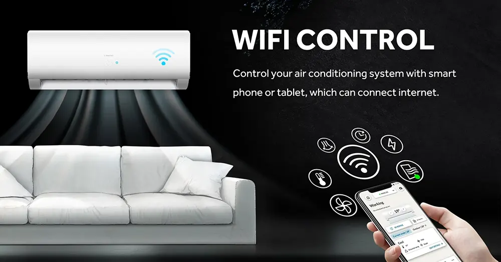 تكييف هواء اسبليت هاير 3 حصان، بارد- ساخن، انفرتر، واي فاي، أبيض، HSU-24KHSIDC