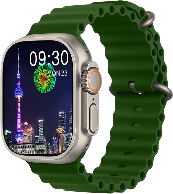 ساعة ذكية HK8 برو ماكس، متعددة الوظائف، شاشة اموليد 2.12 بوصة، أخضر