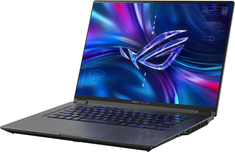 لاب توب اسوس روج فلو X16 GV601RW-M009W معالج AMD Ryzen 9-6900HS، رامات 32 جيجابايت، 1 تيرا بايت اس اس دي، شاشة لمس 16 بوصة WQXGA، كارت شاشة NVIDIA® GeForce RTX™ 3070 Ti بسعة 8 جيجا، ويندوز 11 هوم، أسود