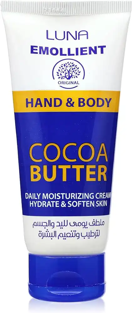 Luna Emollient Moisturizing Cream with Cocoa Butter, Daily Hand and Body Cream to Hydrate and Soften Skin, 75g.