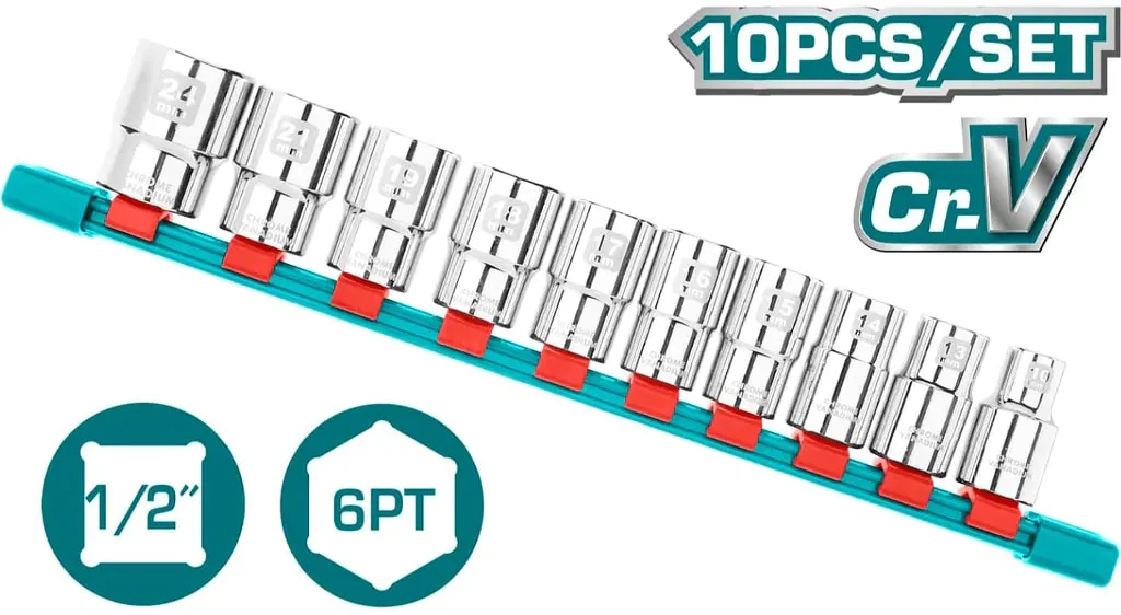 طقم لقم توتال حرف ال ،10 قطعة ،1-2 بوصة، THT121101