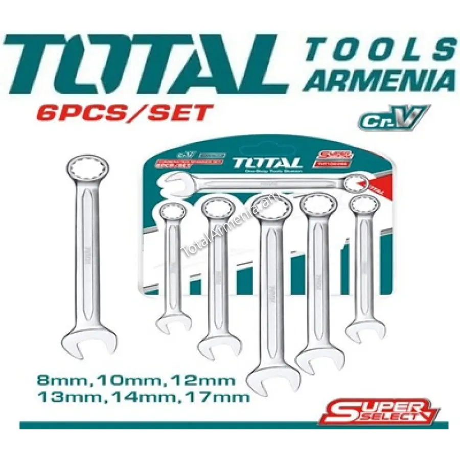 طقم مفتاح توتال ناحية وناحية ، 6 قطع ، 8-17 مم،THT102266
