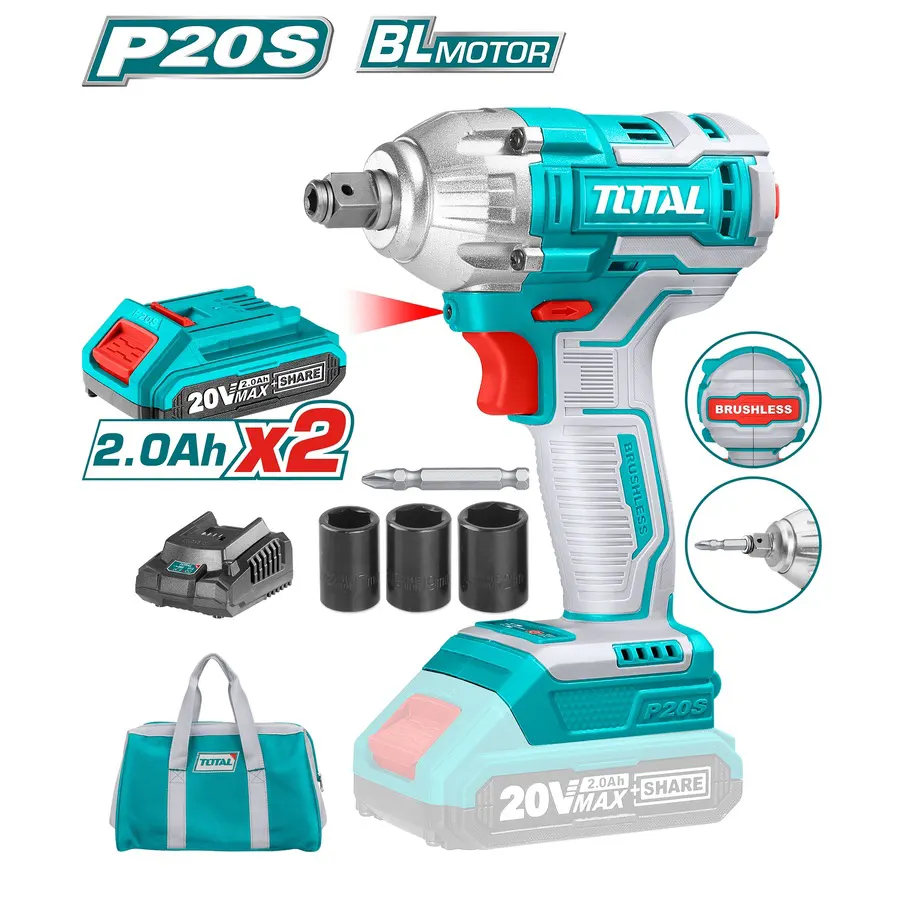Total drill, 20 volt, 2 batteries, 21 mm, TIWLI20208