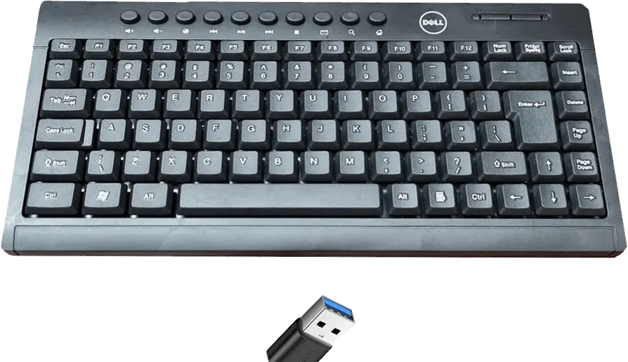 Dell Mini Multimedia Keyboard, Wired, USB, Black, KB616