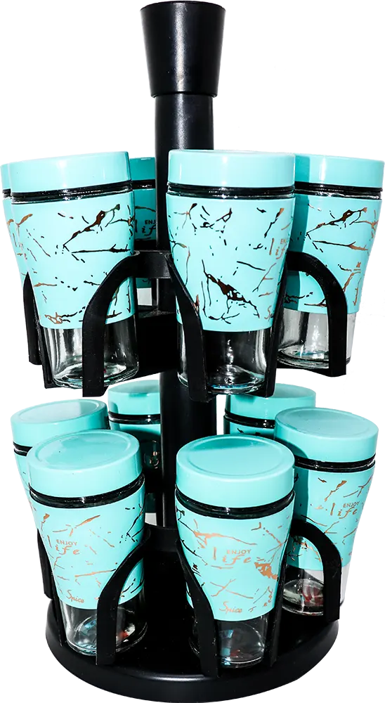 طقم توابل 12قطعة دورين رخامي -  تركواز