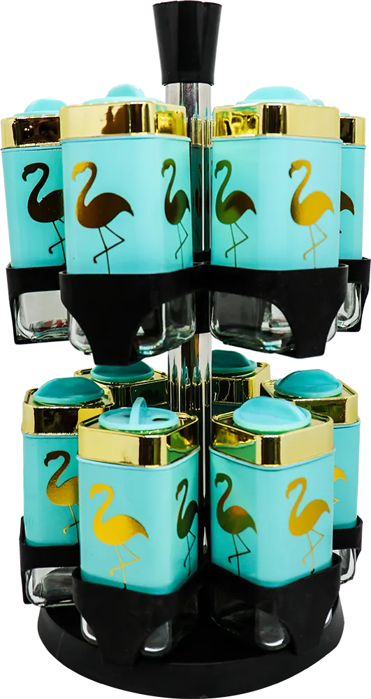 طقم توابل 12 قطعة دورين زجاج ،شكل بجعة -  تركواز