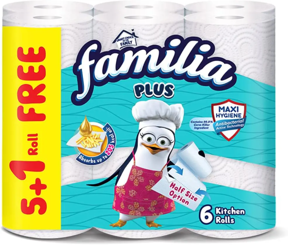 مناديل مطبخ فاميليا بلس، 2 طبقة 6، قطع رول