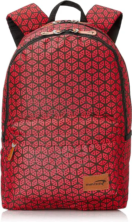 Mintra printed school bag, 20 inches, water resistant, burgundy
