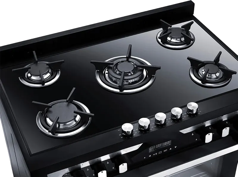 Unionaire Silver Edition Gas Cooker, 60*90 cm, 5 Burners, Full Safety, Cast Iron Holder, Cooling Fan, Silver*Black, C69GB1-1GC-383-IDSP-S-PC-2W-AL