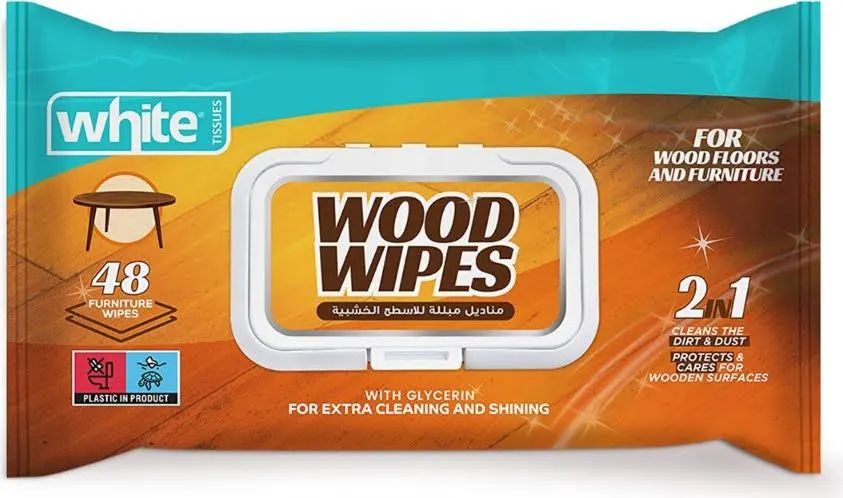 مناديل مبللة لتنظيف الاثاث الخشبي من وايت، 48 منديل