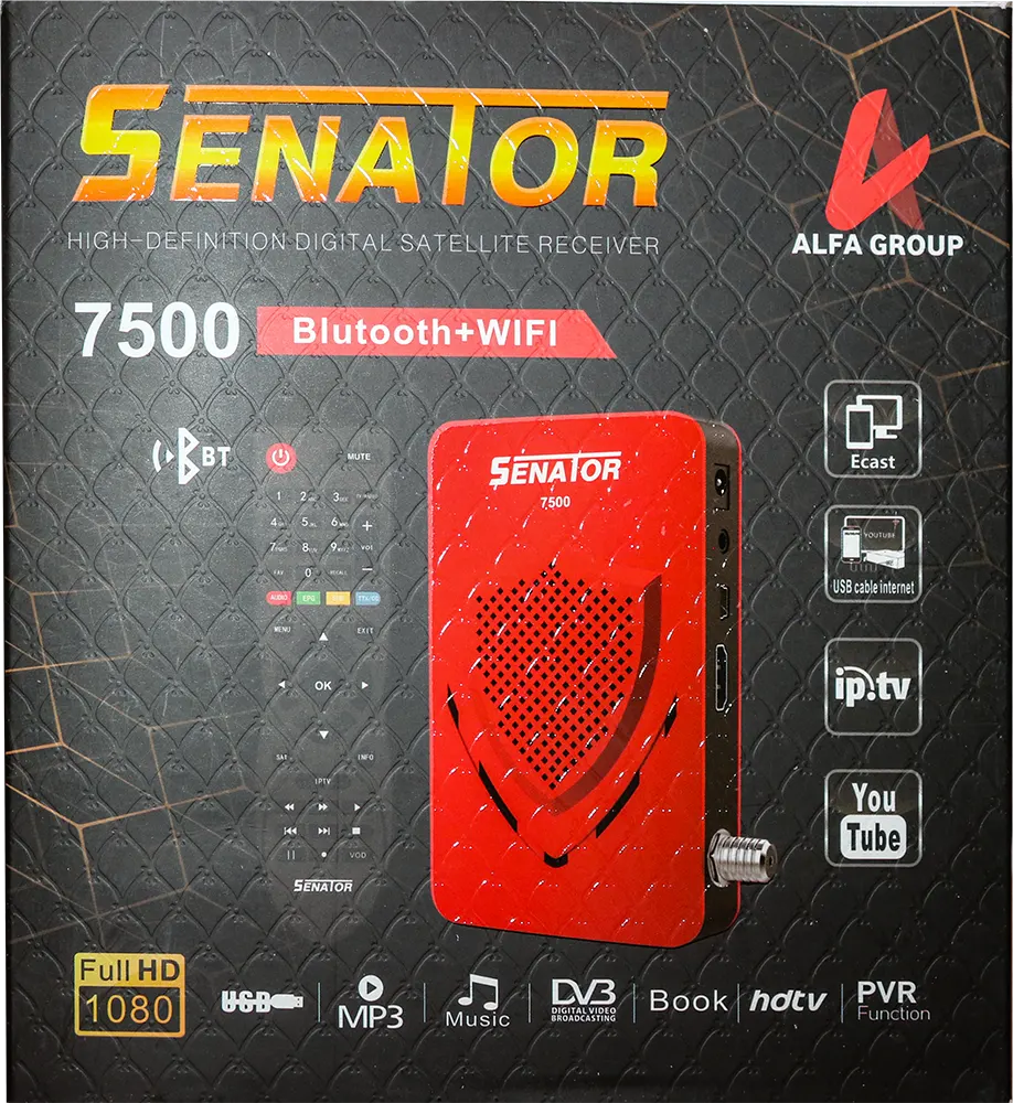 ريسيفر سيناتور ميني اتش دي، خاصية IPTV، أحمر، موديل 7500