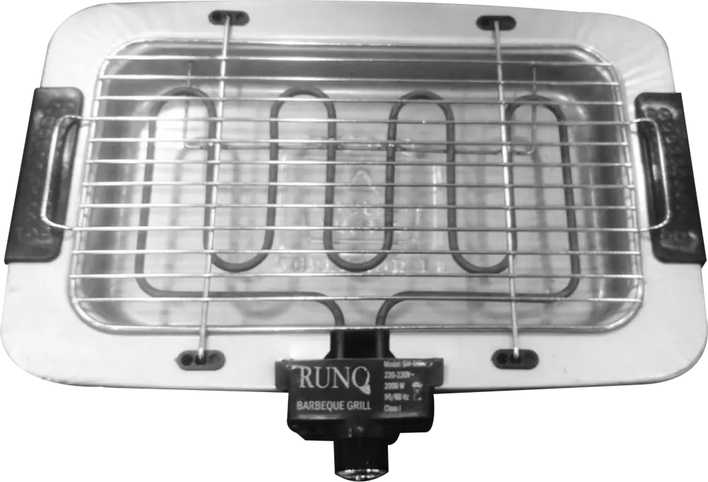 RUNQ Electric Grill, 2000 Watt, Silver×Black