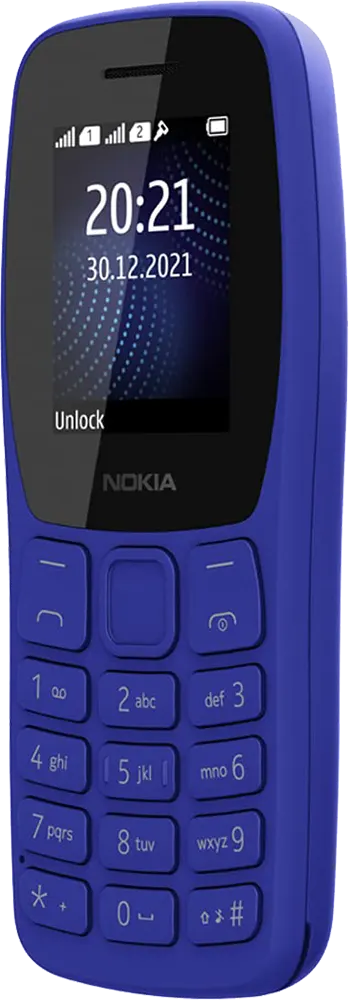 Nokia 105 Dual SIM Mobile, 4MB Internal Memory, 4MB RAM, 2G Network, Blue
