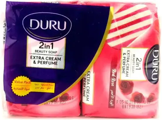 صابون دورو بالورد الاحمر مزيج من العطر والكريم 4 قطع- أحمر