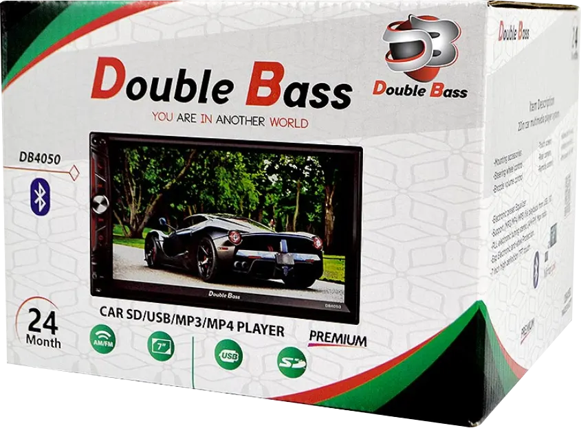 كاسيت سيارة دبل بيس، شاشة 7 بوصة، تعمل باللمس، بلوتوث، أسود، DB4050