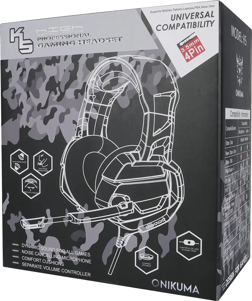 Onikuma K17 Gaming Headset, Microphone, Black