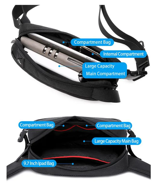 شنطة كروس  من جولدن ولف متعددة الاوضاع، مقاومة للماء ، أسود، Y00028