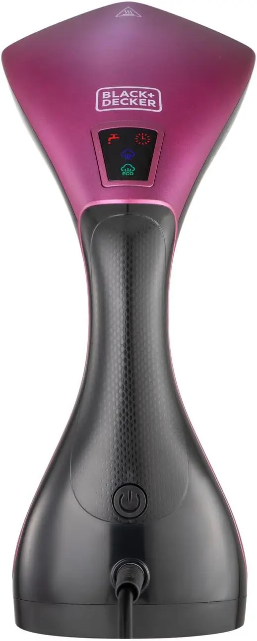 Black & Decker Portable Garment Steamer, 1600 Watt, Ceramic Base, Black x Purple, HSTD1600-B5 (International Warranty)