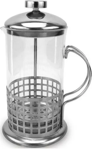 French coffee maker, made of a glass jug and a stainless body, 350 ml, silver