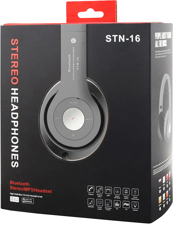 سماعة رأس ستيريو لاسلكية بيتس ، أسود، STN-16