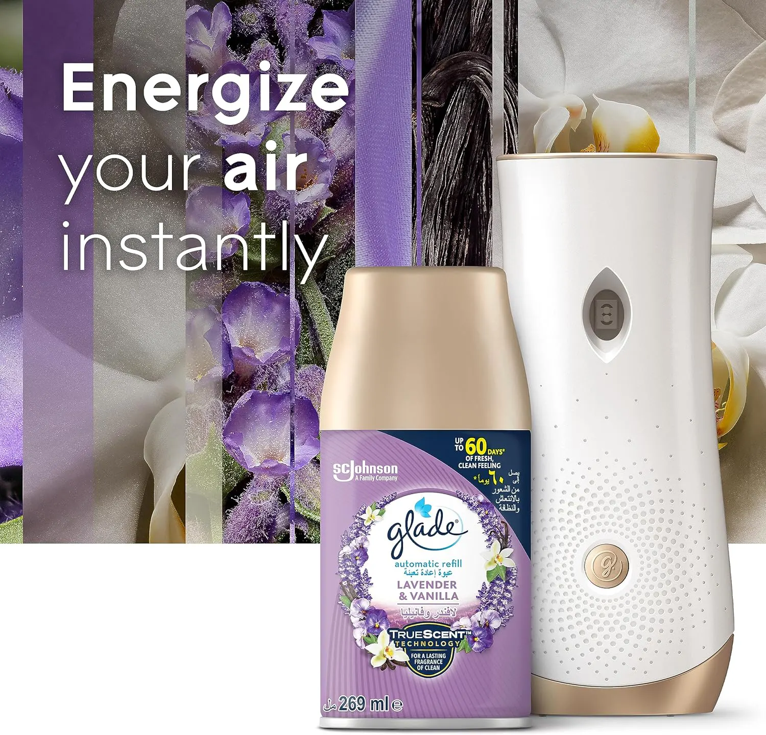 Glade Air Freshener Refill, Vanilla and Lavender Scent, 269 ml