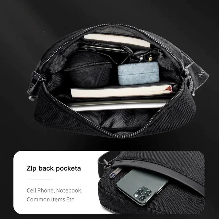 Arctic Hunter Crossbody Bag , 10 inch, Water Resistant, Black, K00096