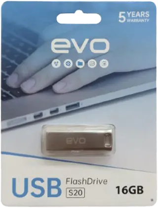 فلاش ميموري ايفو ، 16 جيجا، واجهة يو اس بي 2.0، هيكل معدني، فضي، SGK-USB-S20-2016