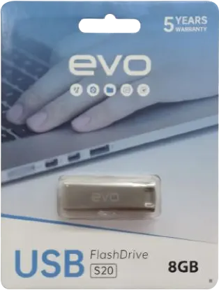 EVO Flash Memory, 8GB, USB 2.0 Interface, Metal Body, Silver, SGK-USB-S20-2008
