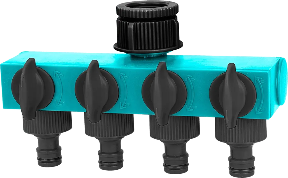 Total Tools 4 Outlet Water Hose Connector, Blue*Black, THHC604101