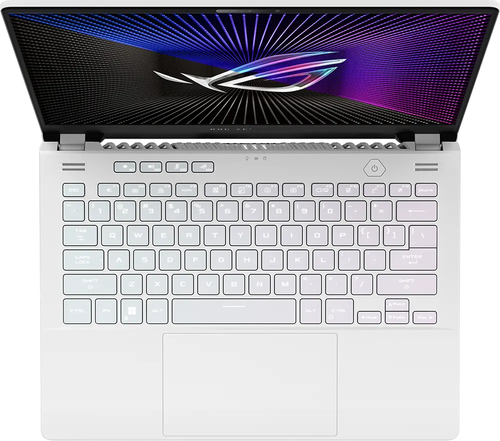 لاب توب اسوس روج سيفروس جي 14 GA402RJ-WHT07W  معالج Ryzen 7 6800HS، رامات 16 جيجابايت ، هارد ديسك 1 تيرابايت SSD ، كارت شاشة RX 6700S سعة 8 جيجابايت ، شاشة 14.0 بوصة دقة QHD+، ويندوز 11، أبيض