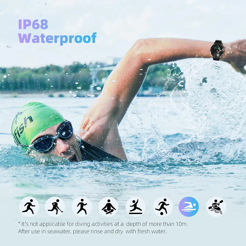 ساعة جي تايد R1 الذكية ، شاشة 1.32 بوصة ، مقاومة للماء، لون رمادي