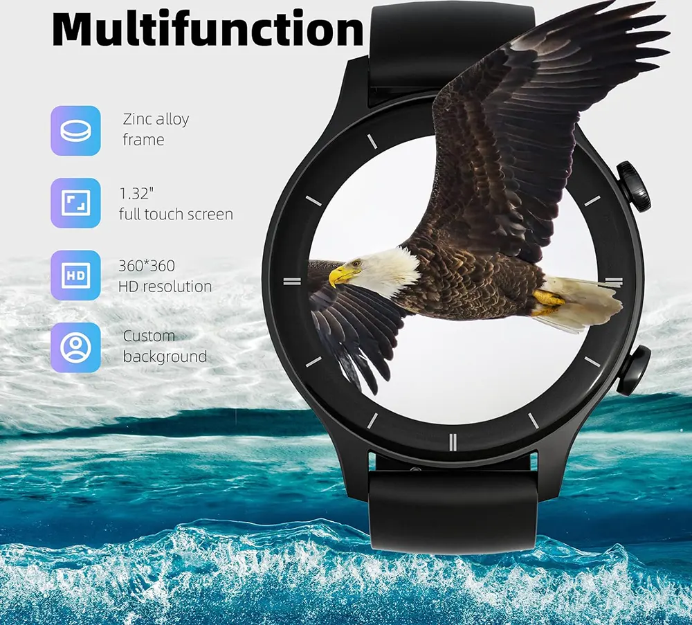 G-TIDE Smart Watch R1 ,1.32" Screen, Waterproof, Black