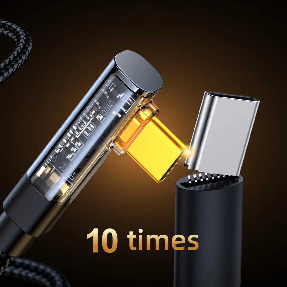 كابل شحن جوي روم سريع زاوية يمين، USB-A إلى Type-C، 1.2 متر، S-UC027A6، أسود