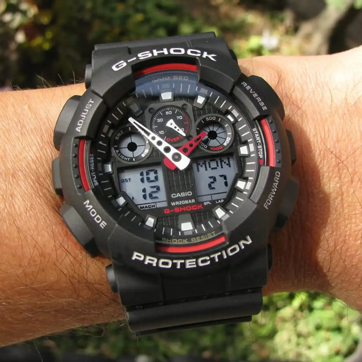 Casio G-Shock Watch for Men, Analog and Digital, Resin, Black GA-100-1A4DR