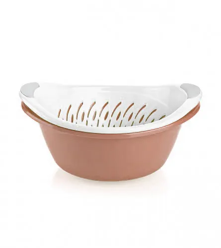 مصفاة طعام بالطبق بلاستيك رويال من تيتيز ،4 لتر ، بني