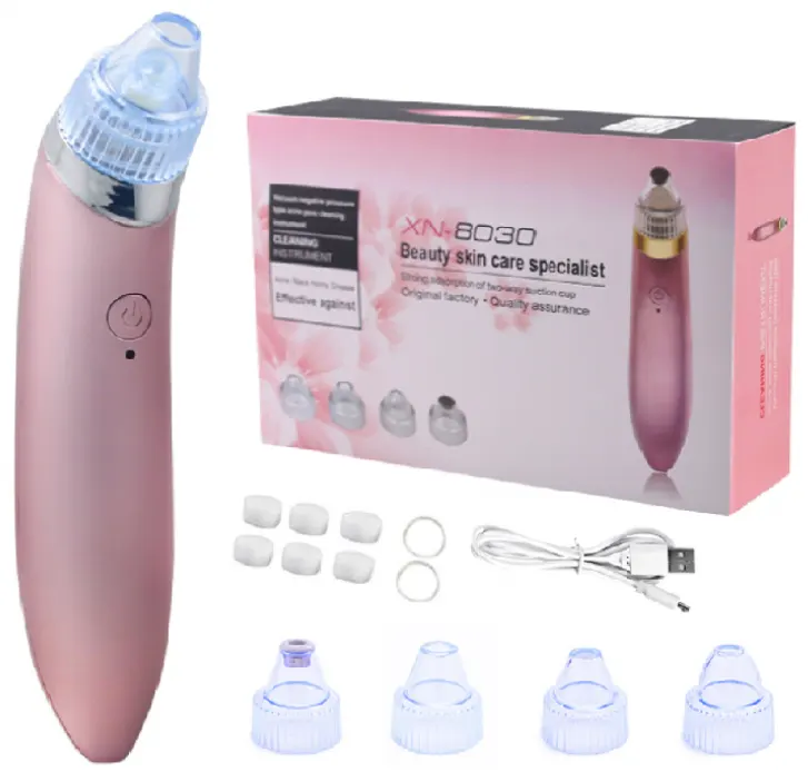 جهاز إزالة وشفط دهون الوجه الكهربي ، رؤوس متعددة  لتنظيف المسام من البثور والرؤوس السوداء، روز جولد  XN.8030