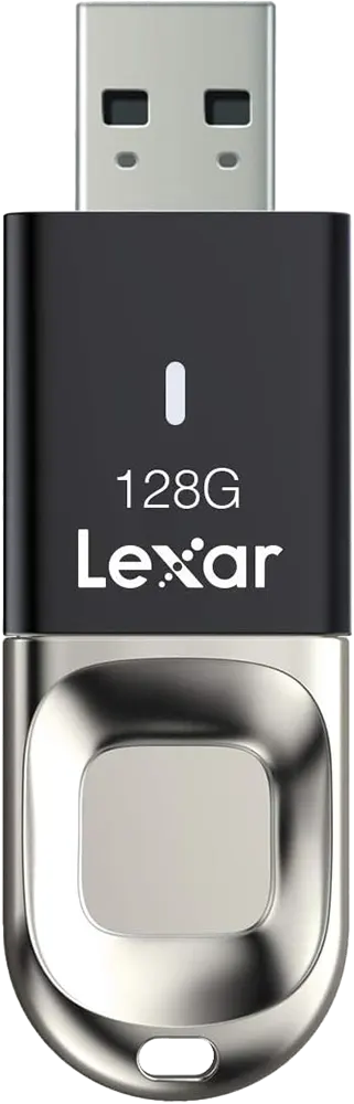 ليكسر جمب درايف® F35 فلاش ميموري ليكسار، 128 جيجابايت، اي دي ببصمة الأصابع، USB 3.0، أسود، LJDF35-128GBBK