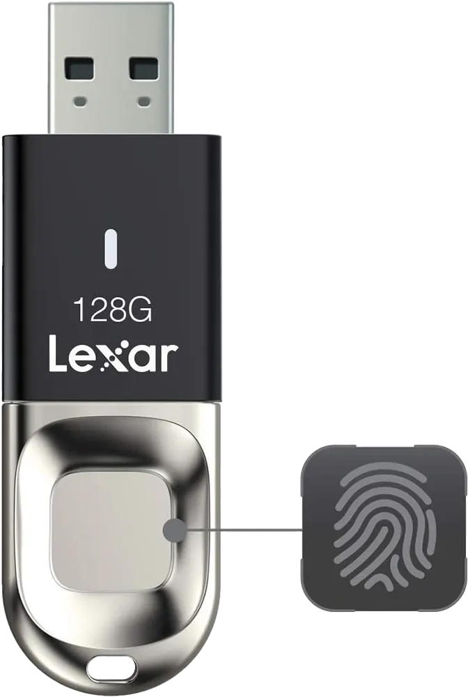 Lexar JumpDrive F35 Flash Memory, 128GB ,Fingerprint IDs , USB 3.0, Black, LJDF35-128GBBK