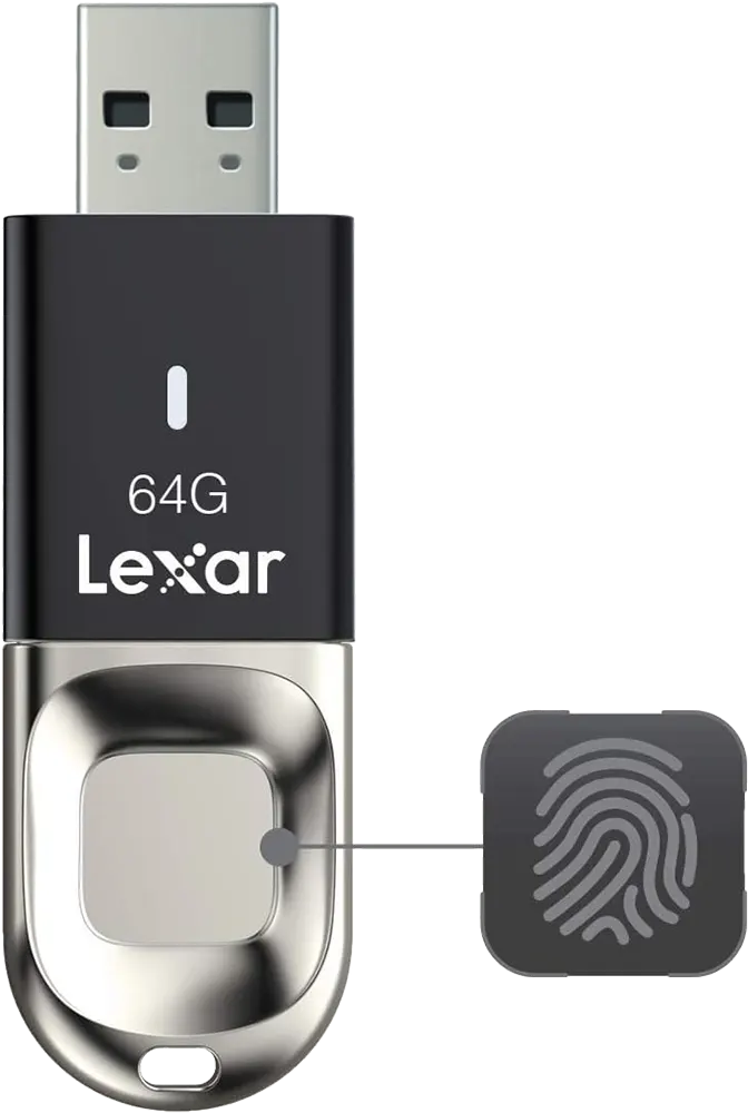 Lexar JumpDrive F35 Flash Memory, 64GB ,Fingerprint IDs , USB 3.0, Black, LJDF35-64GBBK