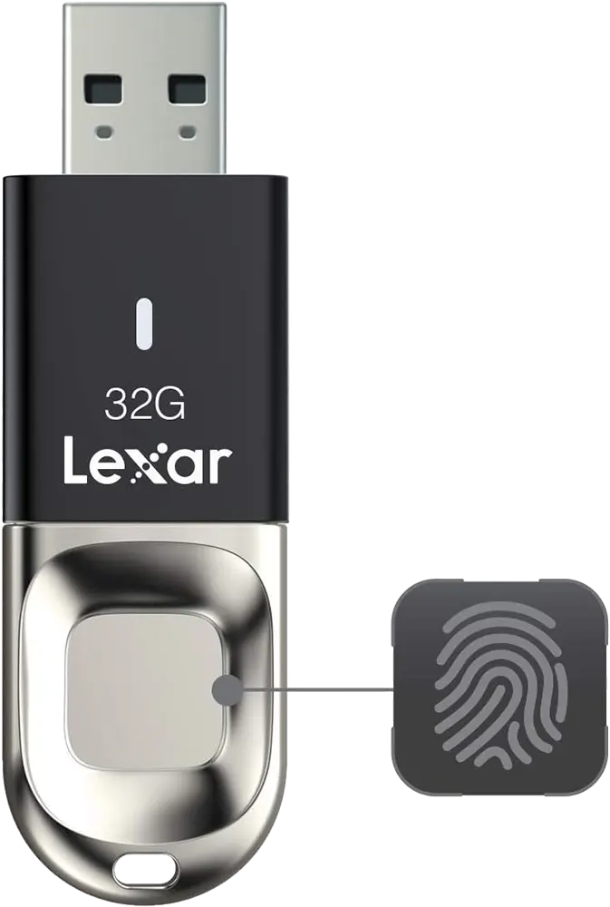 Lexar JumpDrive F35 Flash Memory, 32GB ,Fingerprint IDs , USB 3.0, Black, LJDF35-32GBBK