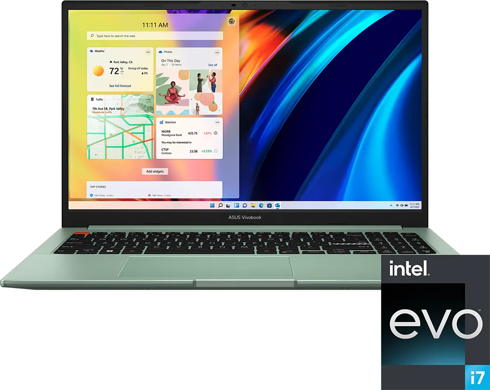 Laptop ASUS Vivobook S 15 OLED K3502ZA-OLED005W Intel Core i5-12500H, 16GB RAM, 512GB SSD Hard Disk, Intel® Iris Xe Graphics Card, 15.6” FHD OLED Display, Windows 11 , Brave Green